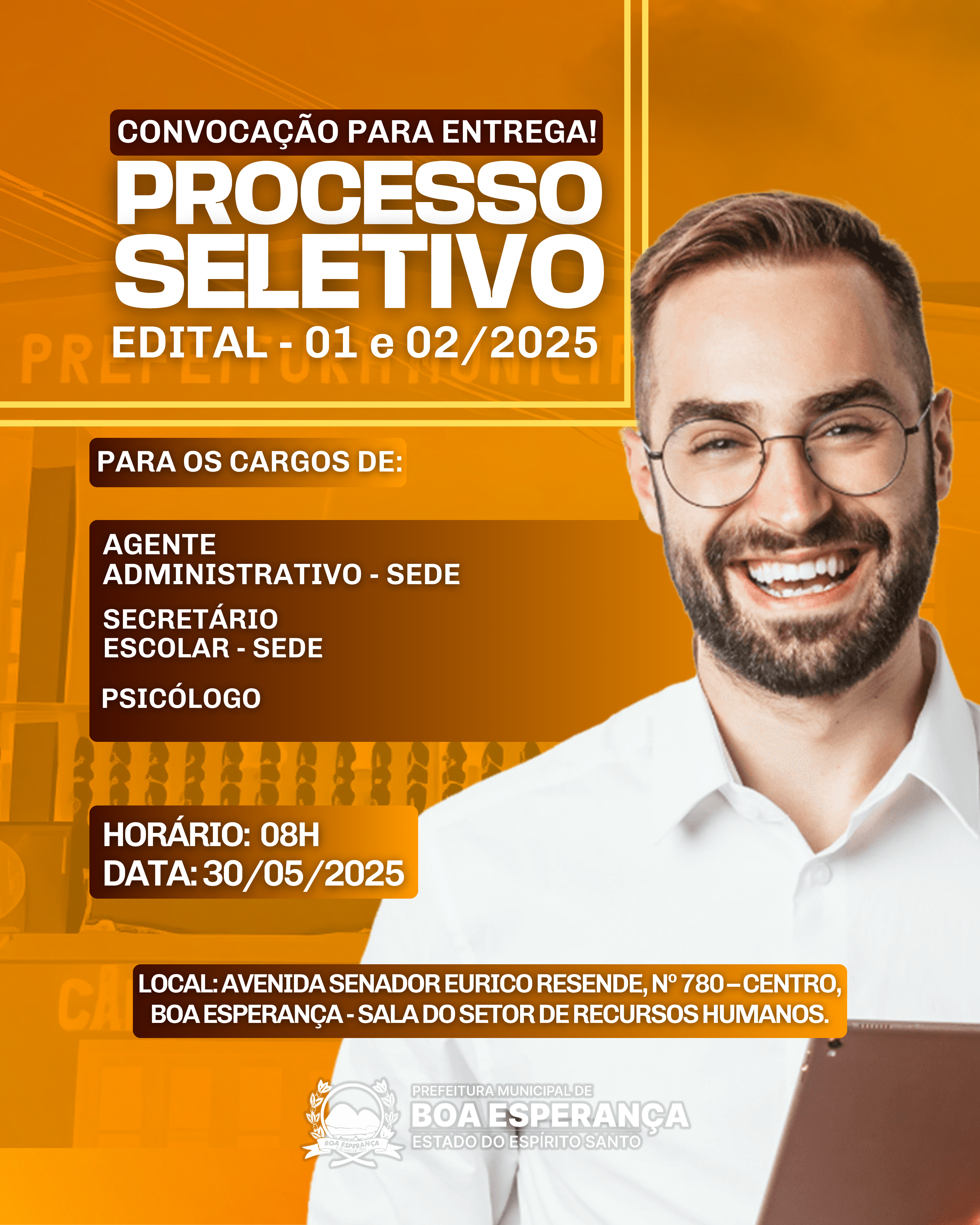 NOTÍCIA: Prefeitura de Boa Esperança publica novas convocações para Agente Administrativo, Secretário Escolar e Psicólogo