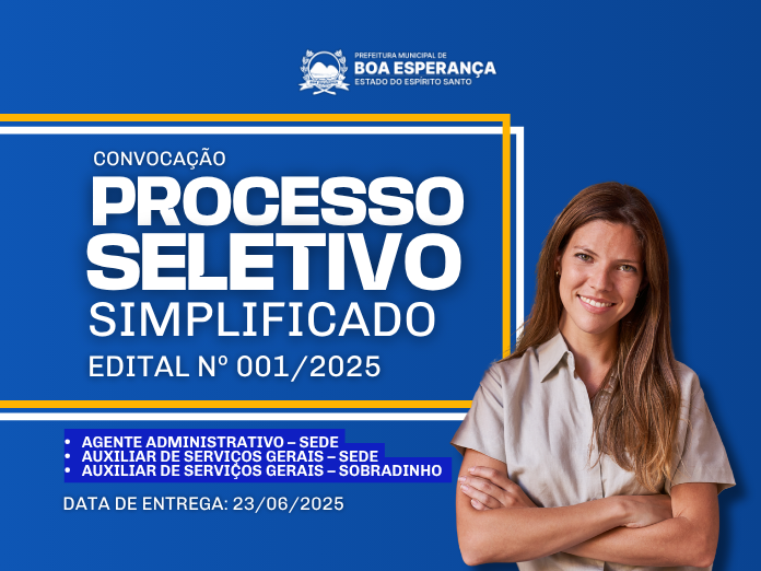 NOTÍCIA:  Prefeitura de Boa Esperança convoca novos aprovados para cargos administrativos e de serviços gerais
