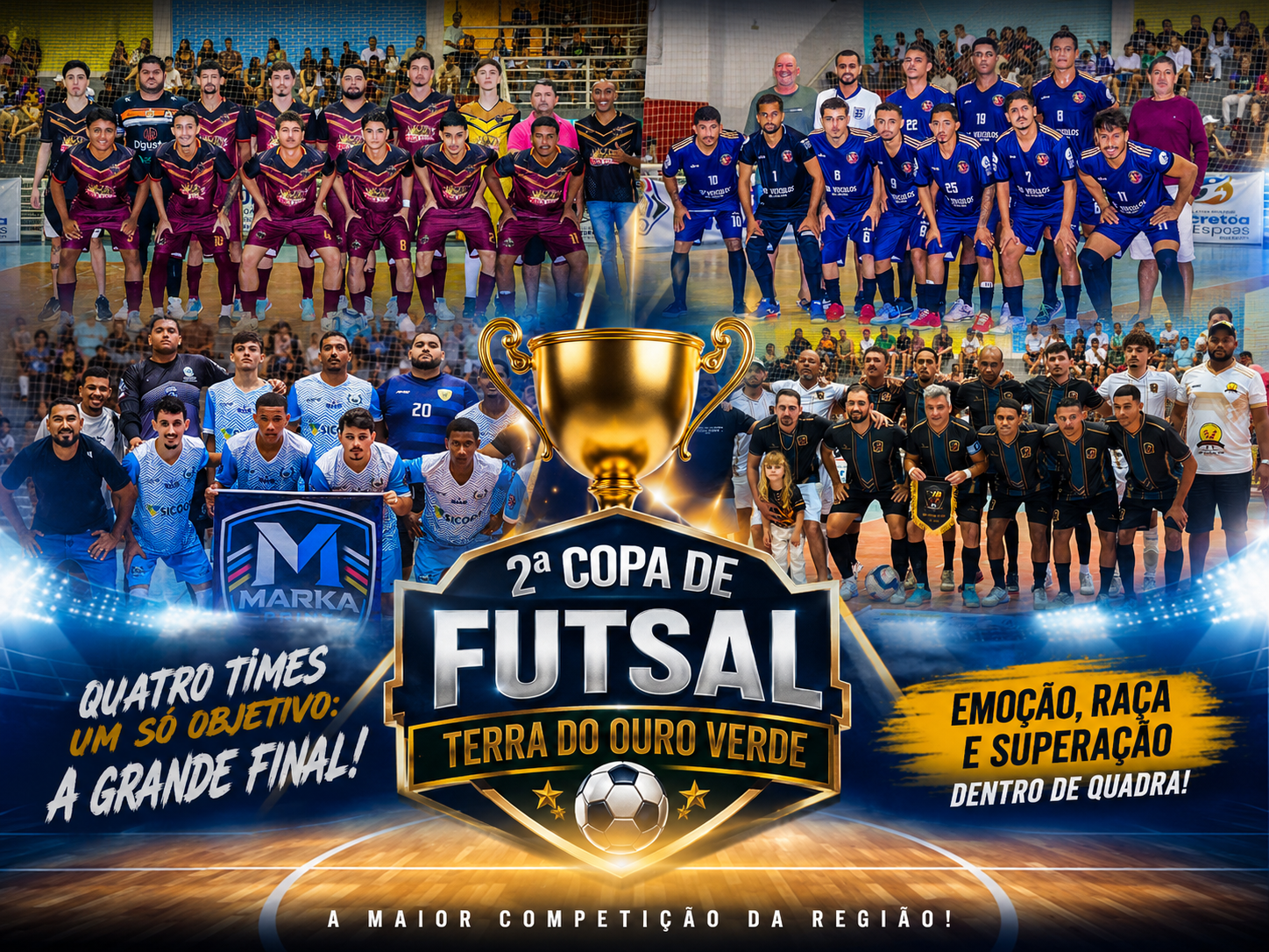 NOTÍCIA: Emoção, rivalidade e solidariedade marcam as semifinais da 2ª Copa de Futsal Terra do Ouro Verde nesta quarta-feira