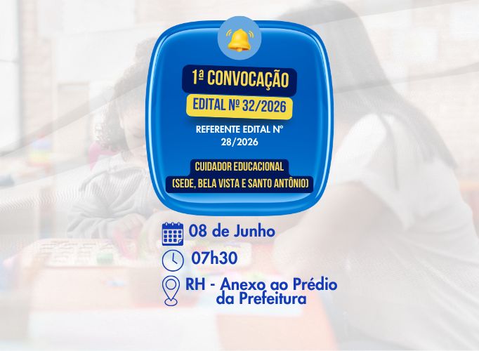 Foto da notícia: Prefeitura de Boa Esperança realiza 1ª convocação do Processo Seletivo Simplificado para o cargo de Cuidador Educacional