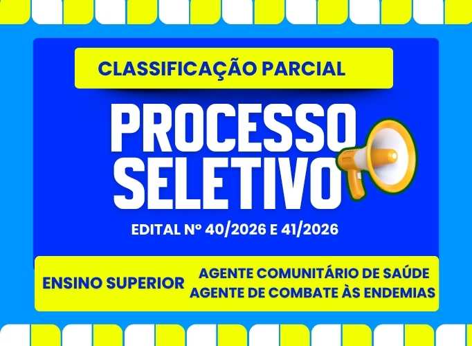 Foto da notícia: Prefeitura de Boa Esperança divulga classificação parcial dos Processos Seletivos Simplificados dos Editais nº 40 e nº 41/2026