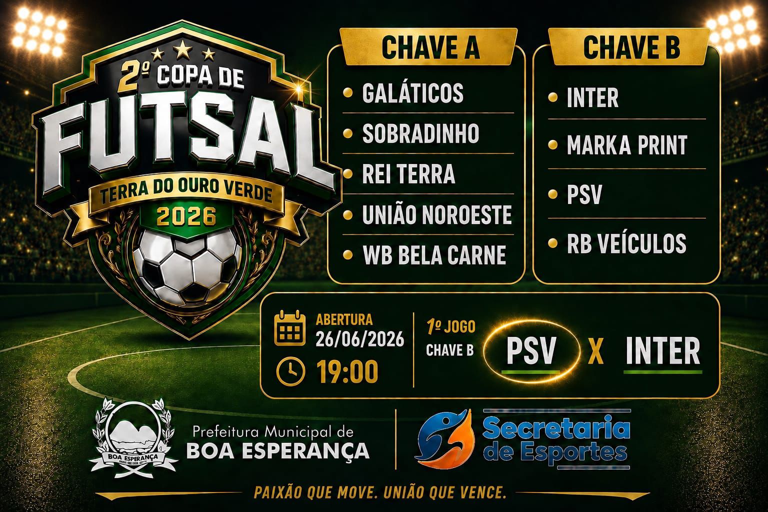 Foto da notícia: Esporte, União e Comunidade: 2ª Copa de Futsal “Terra do Ouro Verde” Marca o Retorno da Valorização do Esporte em Boa Esperança