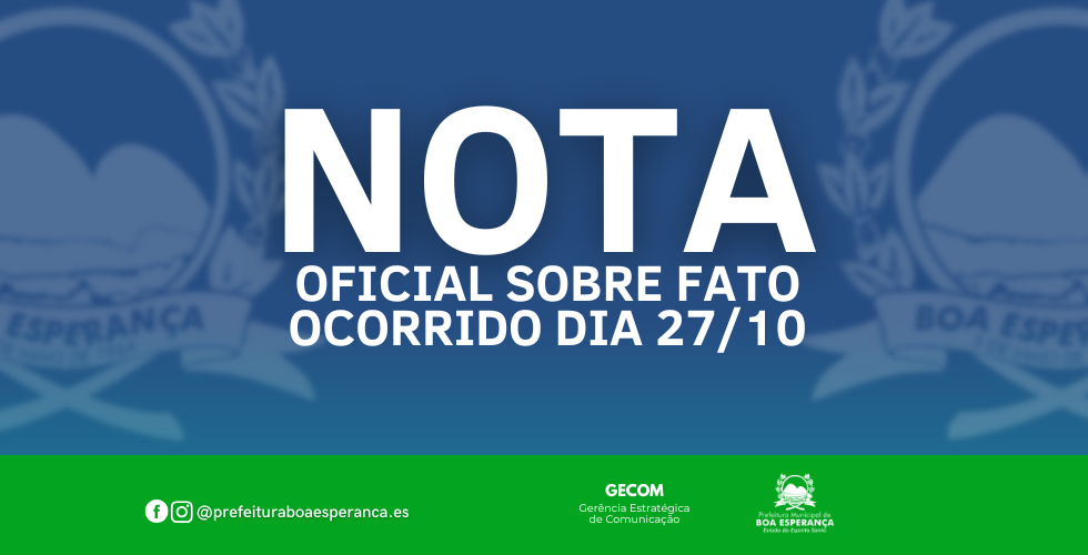 Nota Oficial - Prefeitura Municipal de Boa Esperança
