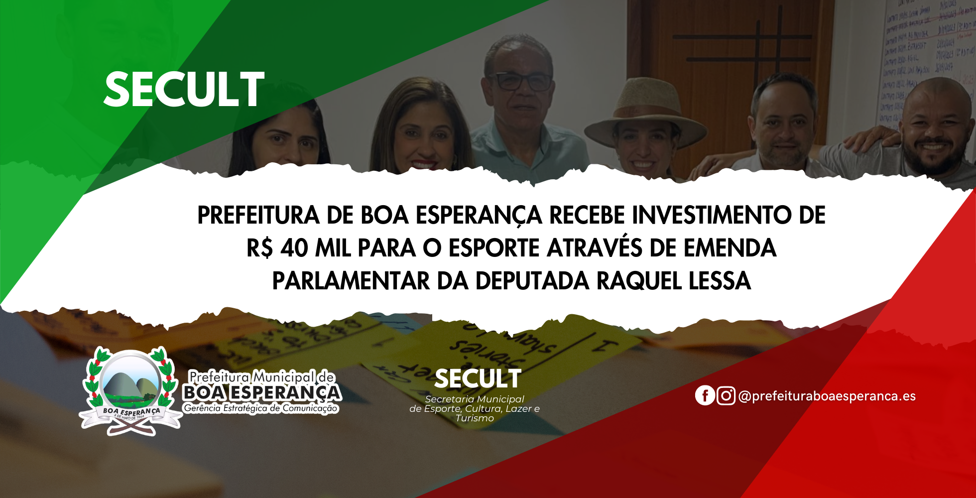 Prefeitura de Boa Esperança Recebe Investimento de R$ 40 mil para o Esporte Através de Emenda Parlamentar da Deputada Raquel Lessa