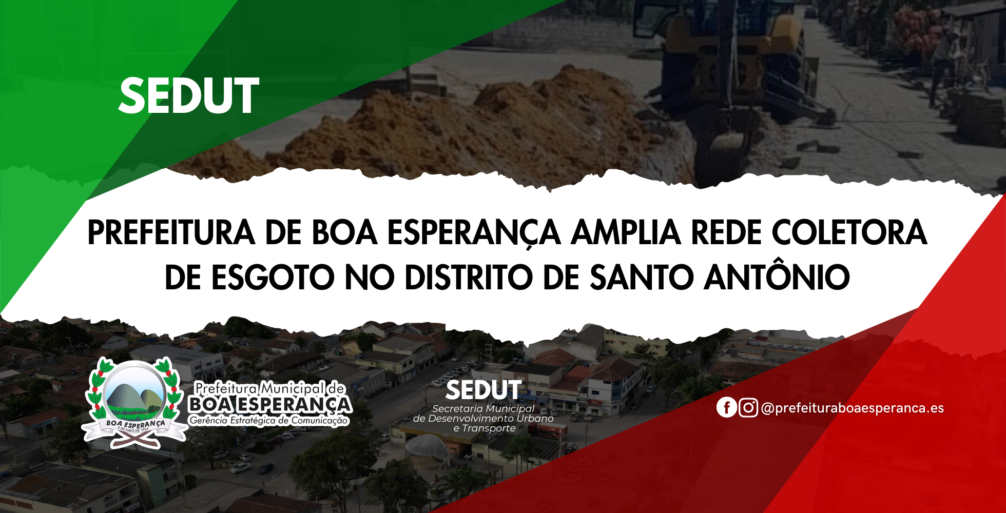 Prefeitura de Boa Esperança amplia rede coletora de esgoto no distrito de Santo Antônio