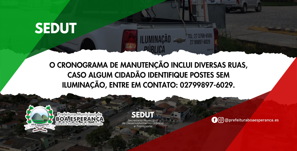 Prefeitura de Boa Esperança Reforça Manutenção da Iluminação Pública em Toda a Cidade